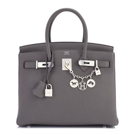 hermes birkin gray 30|Hermes Birkin 30 black togo.